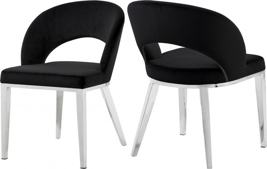 Meridian Furniture - Roberto Velvet Dining Chair Set Of 2 In Black - 764Black-C