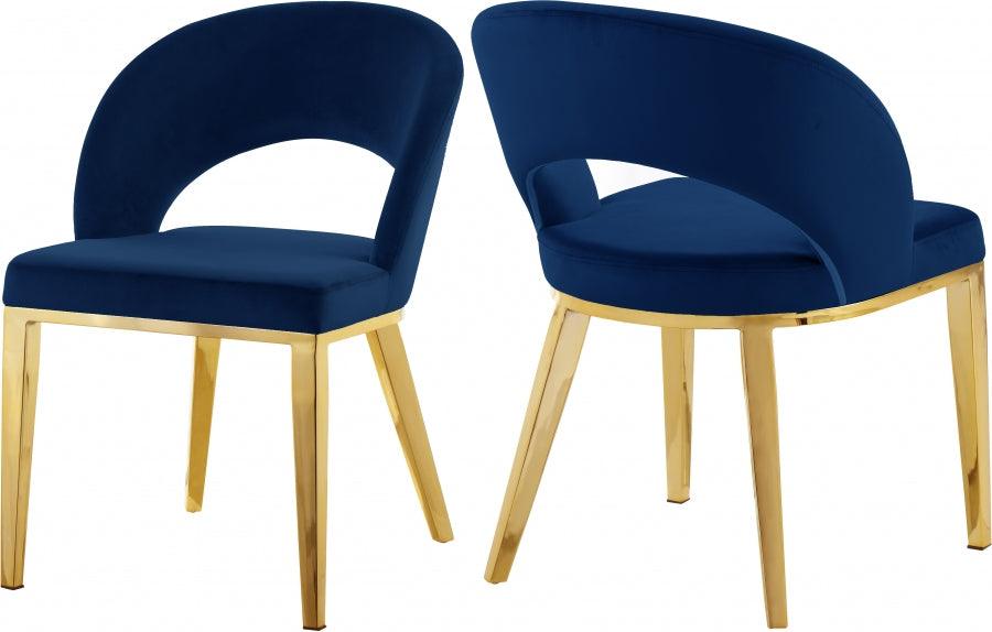 Meridian Furniture - Roberto Velvet Dining Chair Set Of 2 In Navy - 765Navy-C