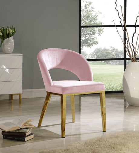 Meridian Furniture - Roberto Velvet Dining Chair Set Of 2 In Pink - 765Pink-C