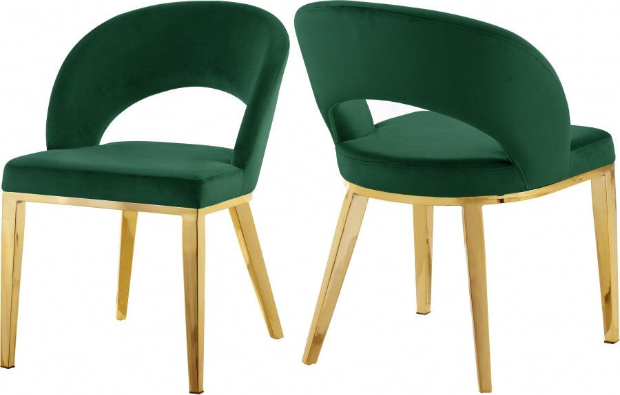 Meridian Furniture - Roberto Velvet Dining Chair Set Of 2 In Green - 765Green-C