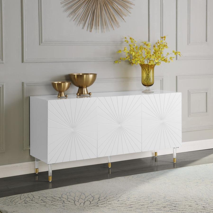 Meridian Furniture - Starburst Sideboard-Buffet In White Lacquer - 316