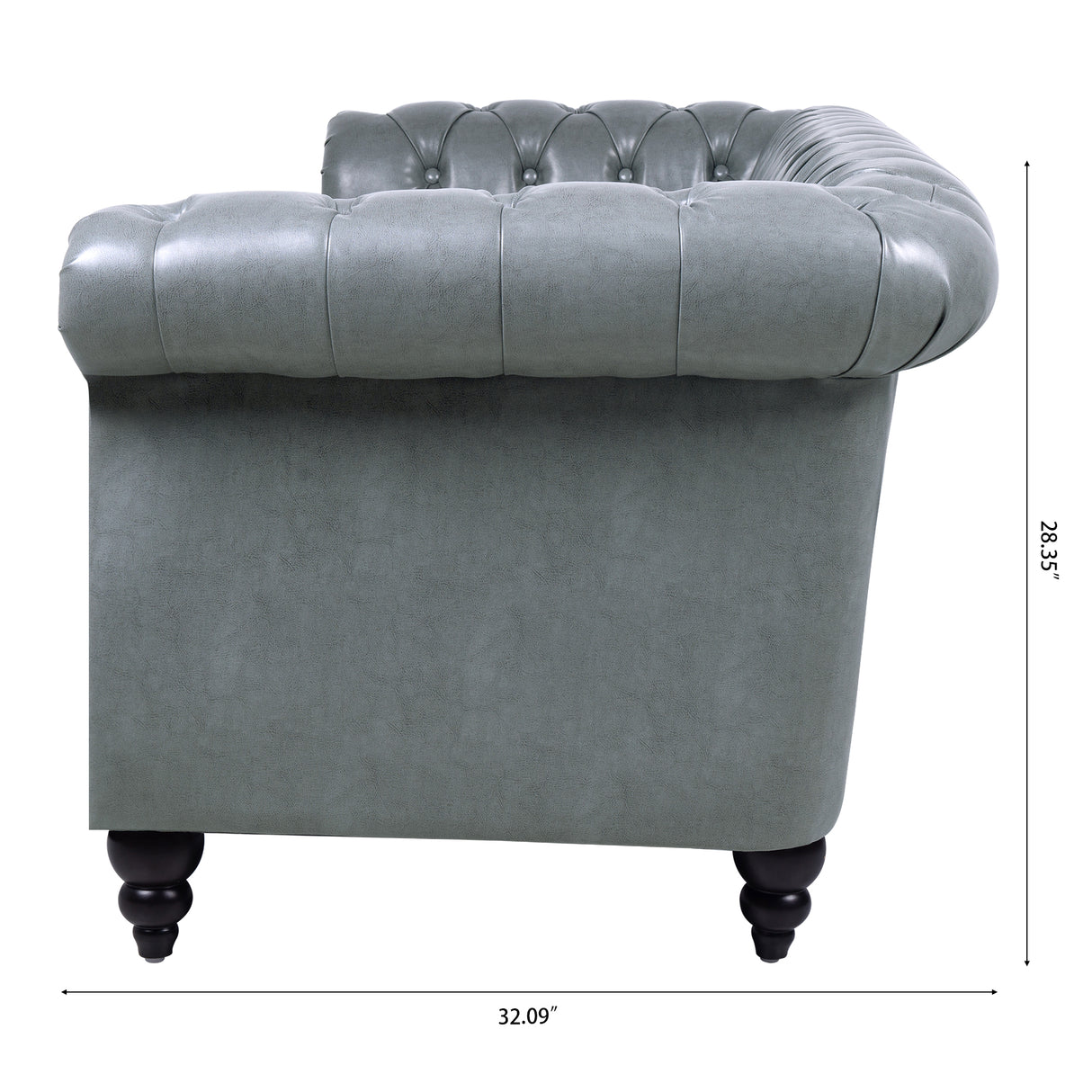 84.65" Rolled Arm Chesterfield 3 Seater Sofa. | Home Elegance USA