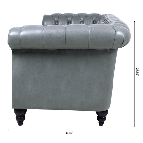 84.65" Rolled Arm Chesterfield 3 Seater Sofa. - W68061169 - image - 13