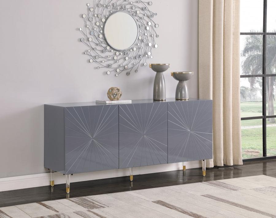 Meridian Furniture - Starburst Sideboard-Buffet In Grey Lacquer - 317