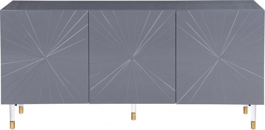 Meridian Furniture - Starburst Sideboard-Buffet In Grey Lacquer - 317