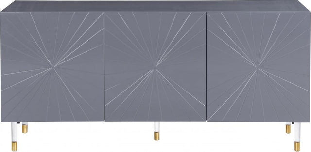 Meridian Furniture - Starburst Sideboard-Buffet In Grey Lacquer - 317