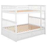 Full over Full Bunk Bed with Drawers, Convertible Beds, White(OLD SKU:SM000241AAK) - Home Elegance USA