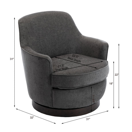 Richfield Charcoal Wood Base Swivel Chair - Home Elegance USA