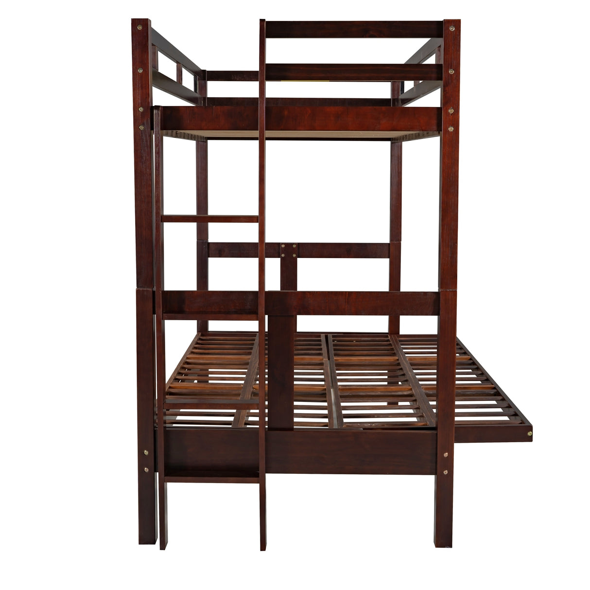 Twin over Full Bunk Bed,Down Bed can be Converted into Daybed,Espresso - Home Elegance USA