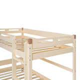 Twin Size Car-Shaped Convertible Bunk Bed, White, Natural+Brown - Home Elegance USA