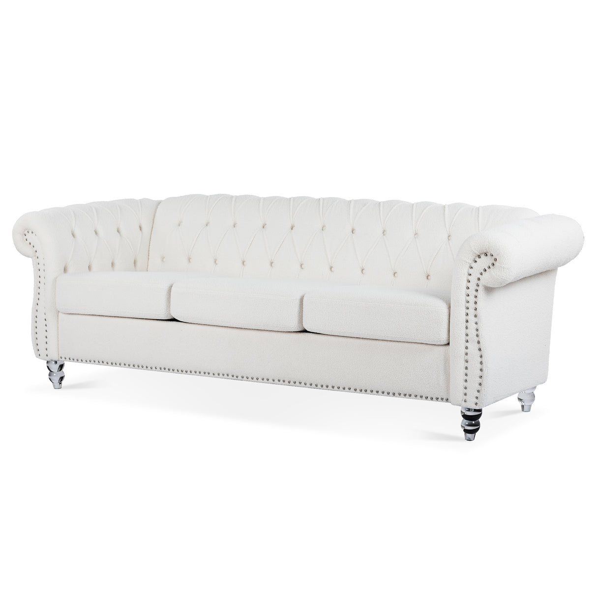 84.65" Rolled Arm Chesterfield 3 Seater Sofa | Home Elegance USA