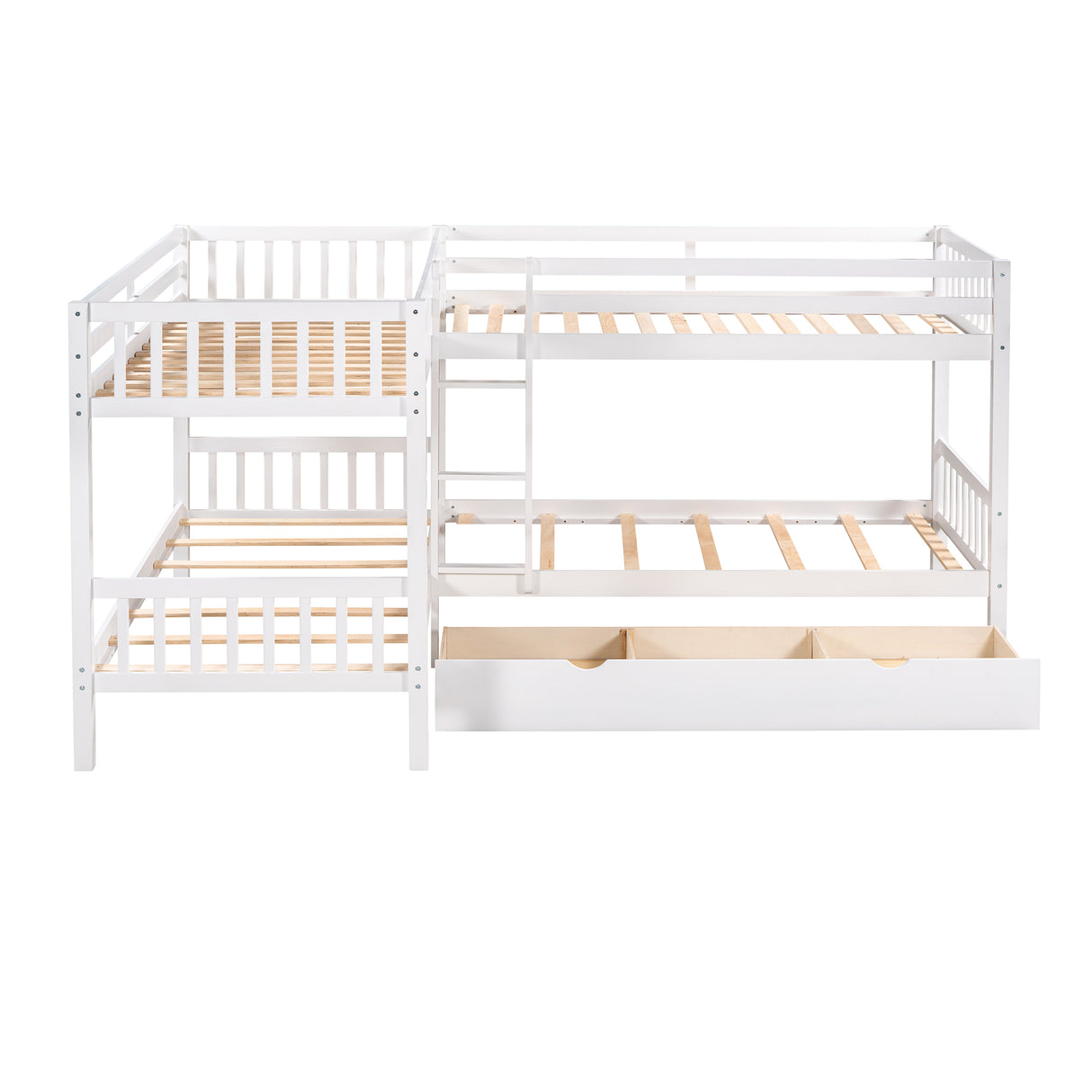 Twin L-Shaped Bunk bed with Drawers-Gray(OLD SKU :LP000038AAK) - Home Elegance USA