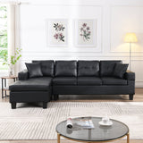 Sectional Sofa Set for Living Room with L Shape  Chaise Lounge ,cup holder and  Left or Right Hand Chaise  Modern 4 Seat (BLACK) - Home Elegance USA