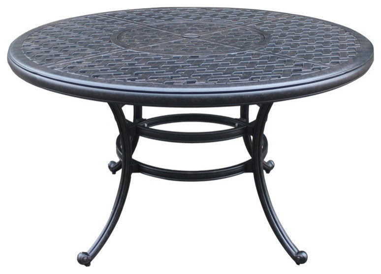 Round 4 - Person 51.97" Long Powder Coated Aluminum Dining Set with Navy Blue Cushions