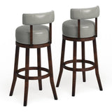 Sherly Set of 2 Bar stool 30" Swivel Stool Dark Oak Solid wood Dark Gray Leatherette Chairs Dining Room - Home Elegance USA