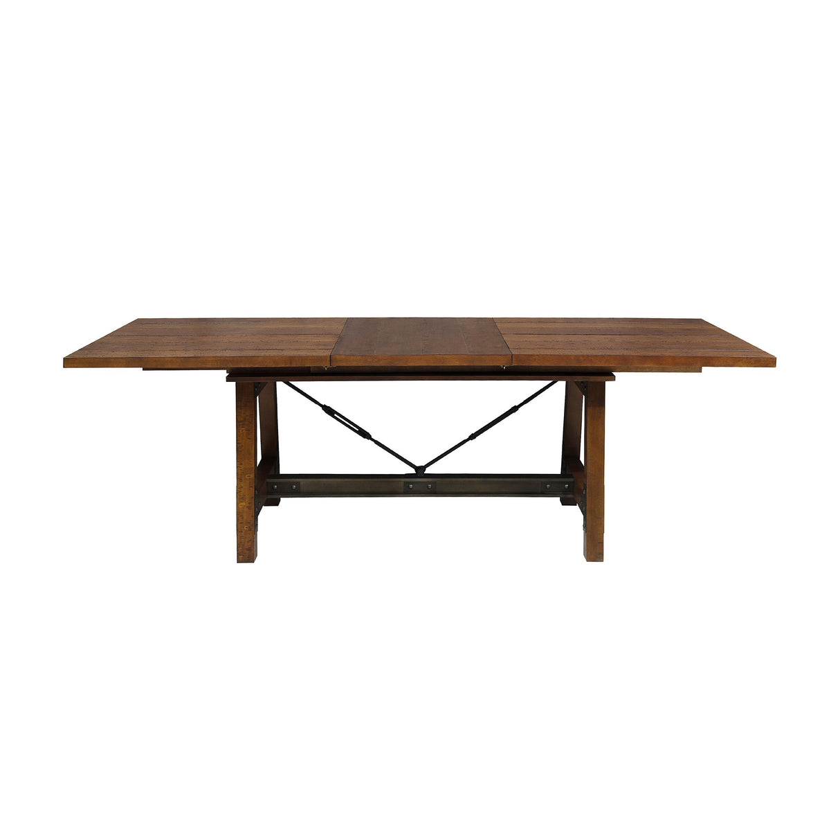 Unique Look Wood Framing 1pc Dining Table w Extension Leaf Industrial Design Casual Dining Furniture - Home Elegance USA