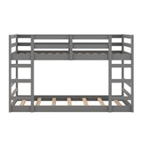 Twin Over Twin Bunk Bed with Ladder, Gray（OLD SKU：WF282787AAE） - Home Elegance USA
