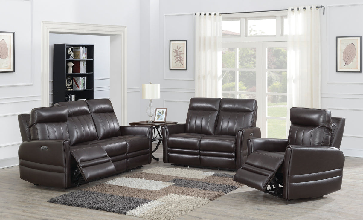 Luxury Power Reclining Sofa Recliner in Dark Brown Top-Grain Leather - Ultimate Comfort with Power Leg Rest and Articulating Headrest - Elegant and Relaxing Furniture for Living Room or Home Theater Home Elegance USA