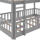 Twin Over Twin Bunk Bed with Slide and Ladder, Gray（Old SKU:LP000009AAE） - Home Elegance USA