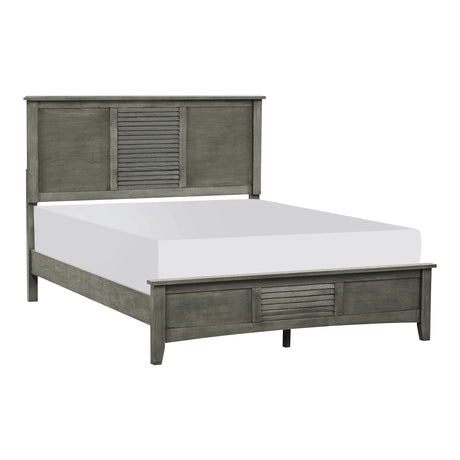 Transitional Style Cool Gray Finish 1pc Queen Size Bed Birch Veneer Wood Bedroom Furniture - Home Elegance USA