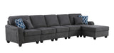 Leo Dark Gray Woven 6 Seater Sofa and Ottoman - Home Elegance USA