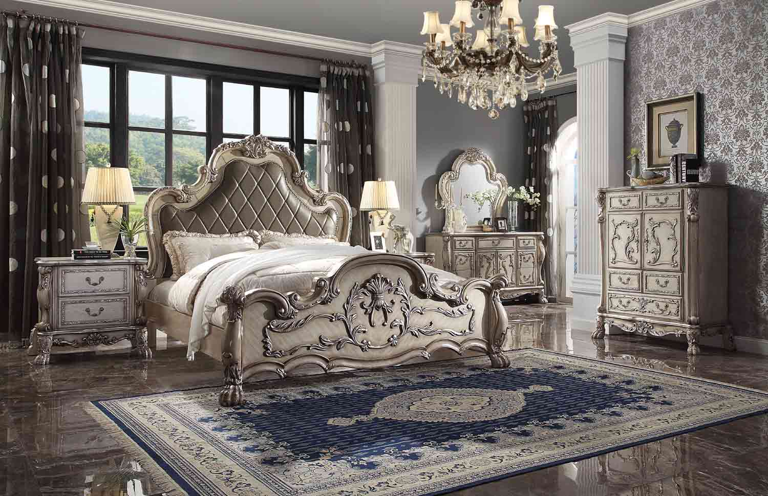 Acme Furniture - Dresden 6 Piece Eastern King Bedroom Set In Vintage Bone  White - 28167EK-6SET