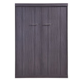 Full Size Murphy Bed with Wardrobe and Drawers, Storage Bed, can be Folded into a Cabinet, Gray - Home Elegance USA