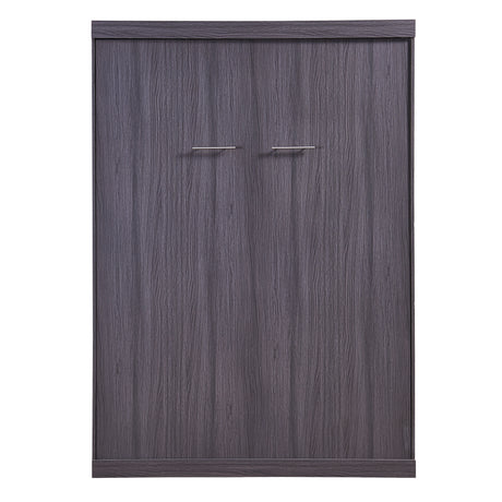 Full Size Murphy Bed with Wardrobe and Drawers, Storage Bed, can be Folded into a Cabinet, Gray - Home Elegance USA
