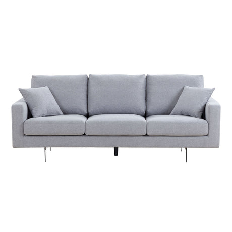 Modern Three Seat Sofa Couch with 2 Pillows, Light Grey Perfect for Every Occasion Home Elegance USA