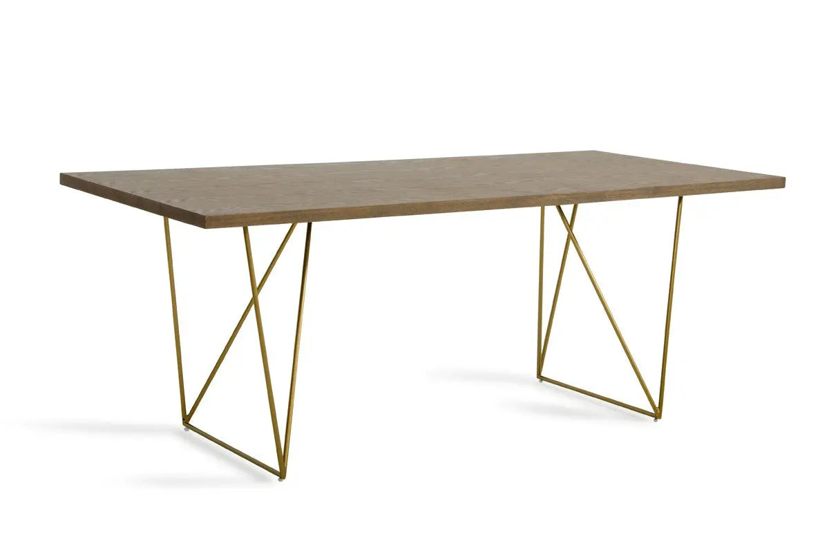 Vig Furniture - Modrest Marcia Modern Tobacco & Antique Brass Dining Table - Vggu2857Dt-A