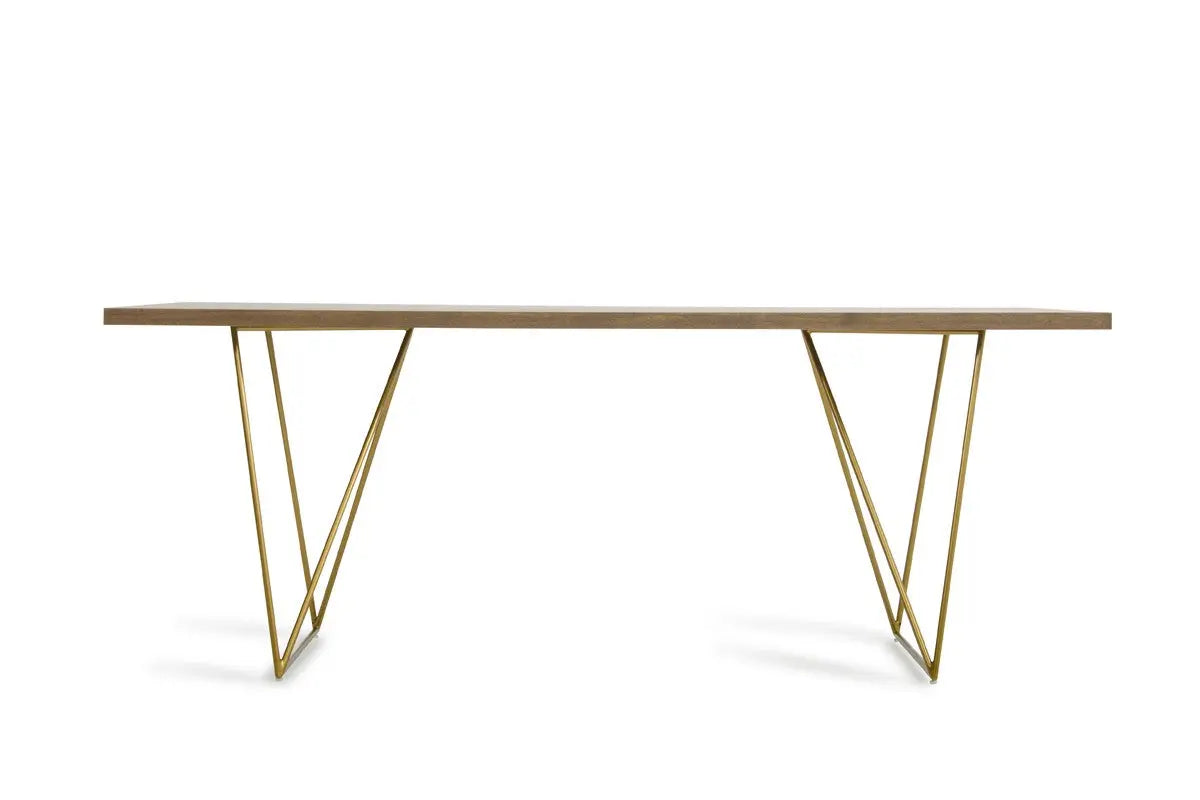 Vig Furniture - Modrest Marcia Modern Tobacco & Antique Brass Dining Table - Vggu2857Dt-A