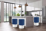 Meridian Furniture - Liv Velvet Bar Stool Set Of 2 In Navy - 799Navy-C