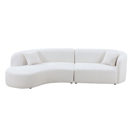 Luxury Modern Style Living Room Upholstery Curved Sofa with Chaise 2-Piece Set, Left Hand Facing Sectional,  Boucle Couch, White - Home Elegance USA