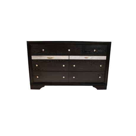 Traditional Matrix 7 Drawer Dresser in Black made with Wood - Home Elegance USA