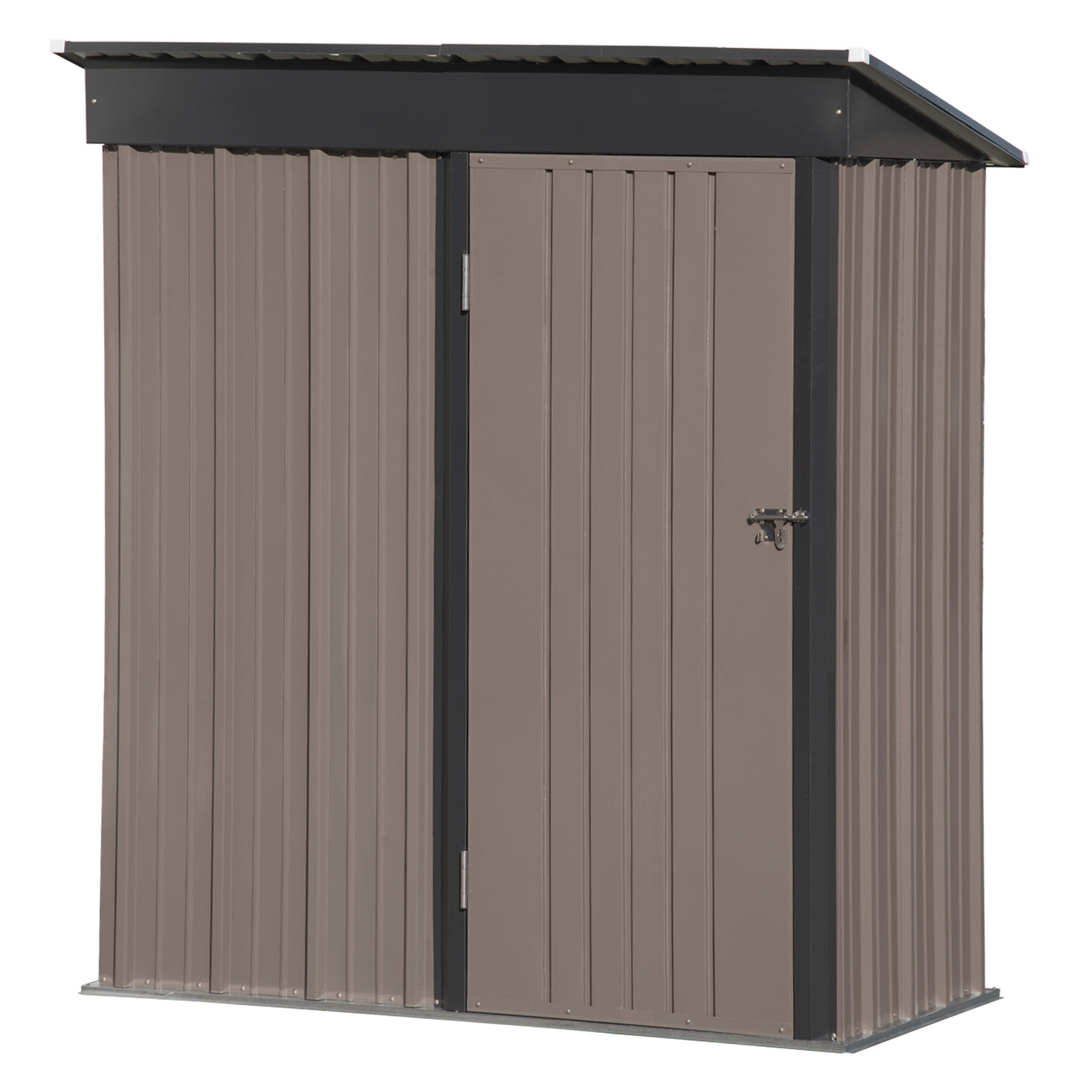 TOPMAX Patio 5ft Wx3ft. L Garden Shed, Metal Lean-to Storage Shed with Lockable Door, Tool Cabinet for Backyard, Lawn, Garden, Brown