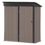 TOPMAX Patio 5ft Wx3ft. L Garden Shed, Metal Lean-to Storage Shed with Lockable Door, Tool Cabinet for Backyard, Lawn, Garden, Brown