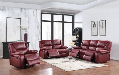 Camila - 3 Piece Reclining Living Room Set - Red - Home Elegance USA