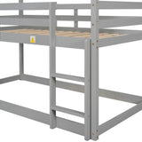 Twin over Twin Loft Bed with Roof Design, Safety Guardrail, Ladder, Grey - Home Elegance USA