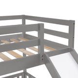 Twin Over Twin Bunk Bed with Slide and Ladder, Gray（Old SKU:LP000009AAE） - Home Elegance USA