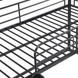 Twin Size Metal Bunk Bed with Ladders and Slide, Divided into Platform and Loft Bed, Black - Home Elegance USA