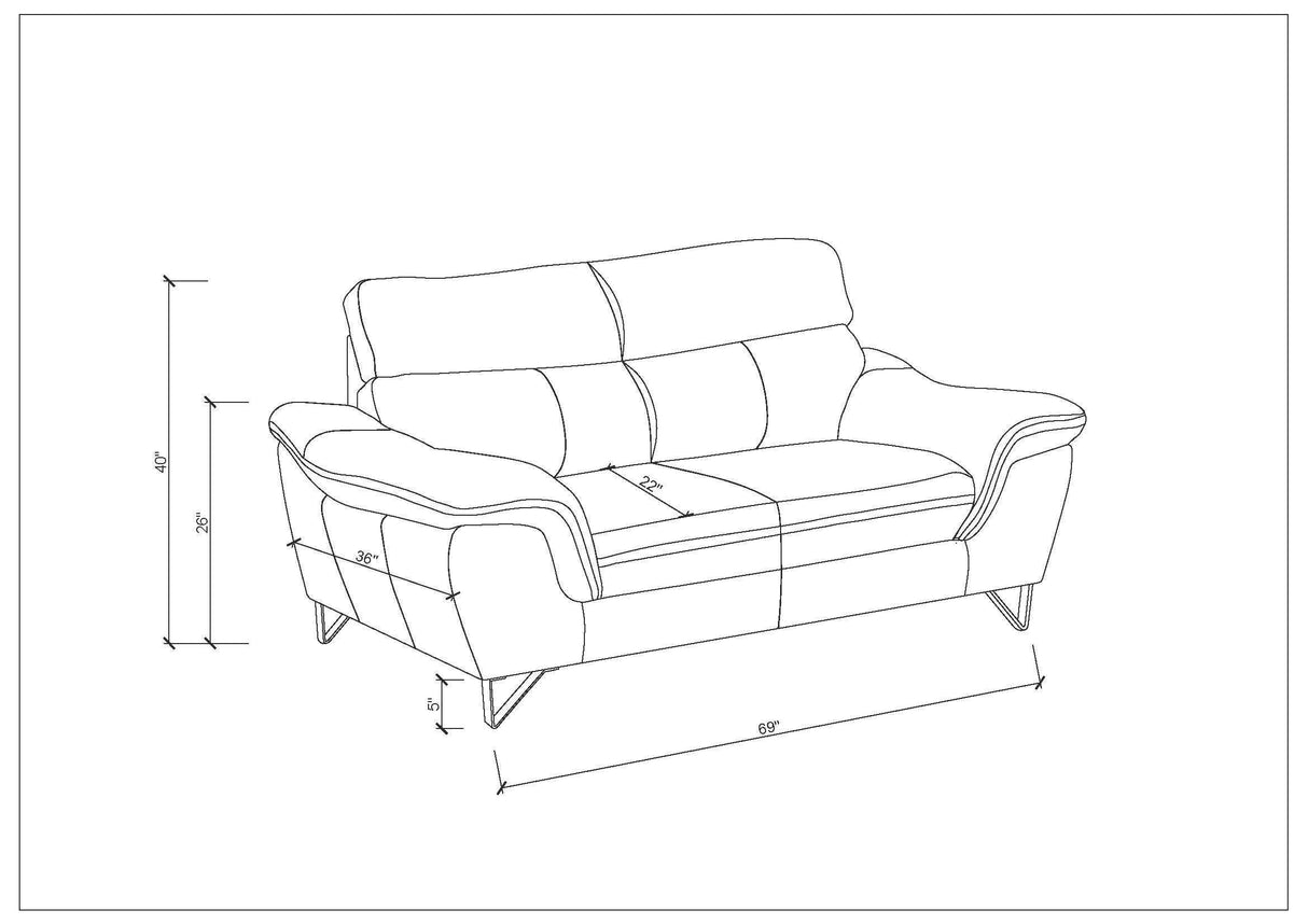 Genuine Leather Loveseat Home Elegance USA