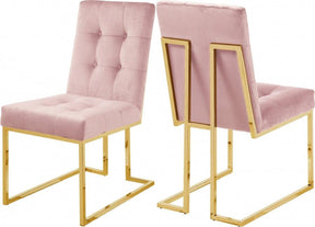 Pierre Velvet Dining Chair In Pink (Set Of 2) - 714Pink-C | Meridian