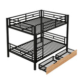 Metal Full Size Convertible Bunk Bed with 2 Drawers, Black(Expected Arrival Time: 9.18)