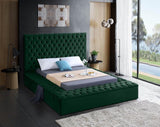 Meridian Furniture - Bliss Velvet Queen Bed In Green - Blissgreen-Q