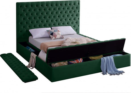 Meridian Furniture - Bliss Velvet Queen Bed In Green - Blissgreen-Q