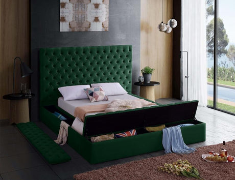 Meridian Furniture - Bliss Velvet Queen Bed In Green - Blissgreen-Q