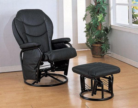 Coaster Furniture - Black Leatherette Glider Recliner And Ottoman - 2946