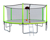 15FT Trampoline with Basketball Hoop Inflator and Ladder(Inner Safety Enclosure) Green - W550S00010 - image - 1