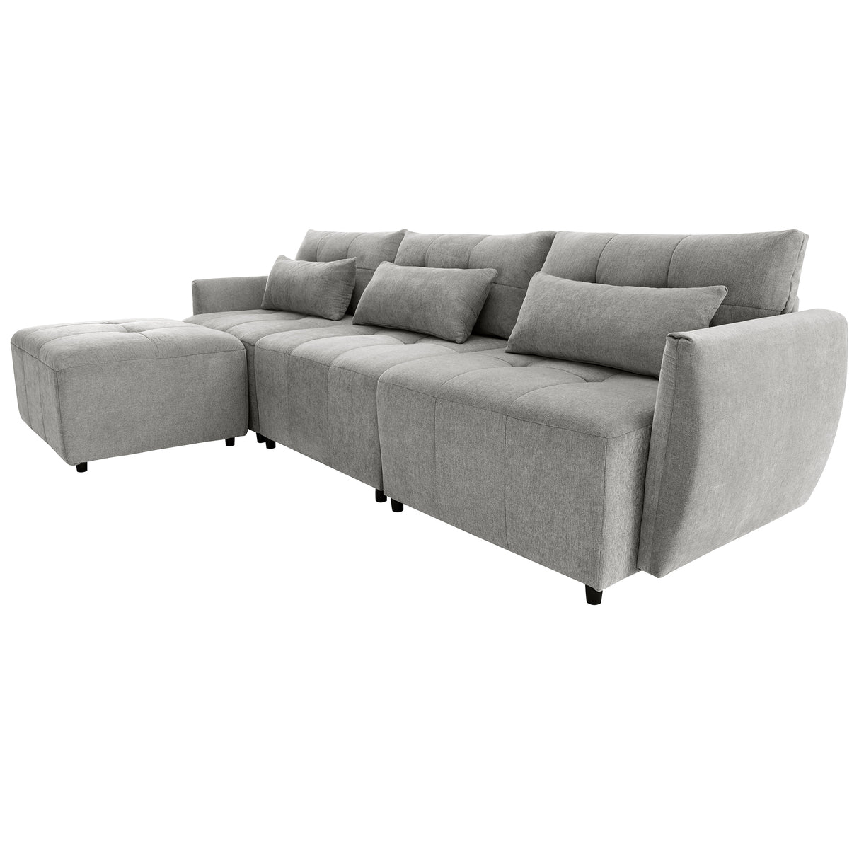 113.3" Convertible Sectional Sofa Couch 3 - Seat L - Shaped Sofa with Movable Ottoman and USB for Apartment, Living Room, Bedroom, Grey - SG000880AAE - image - 8