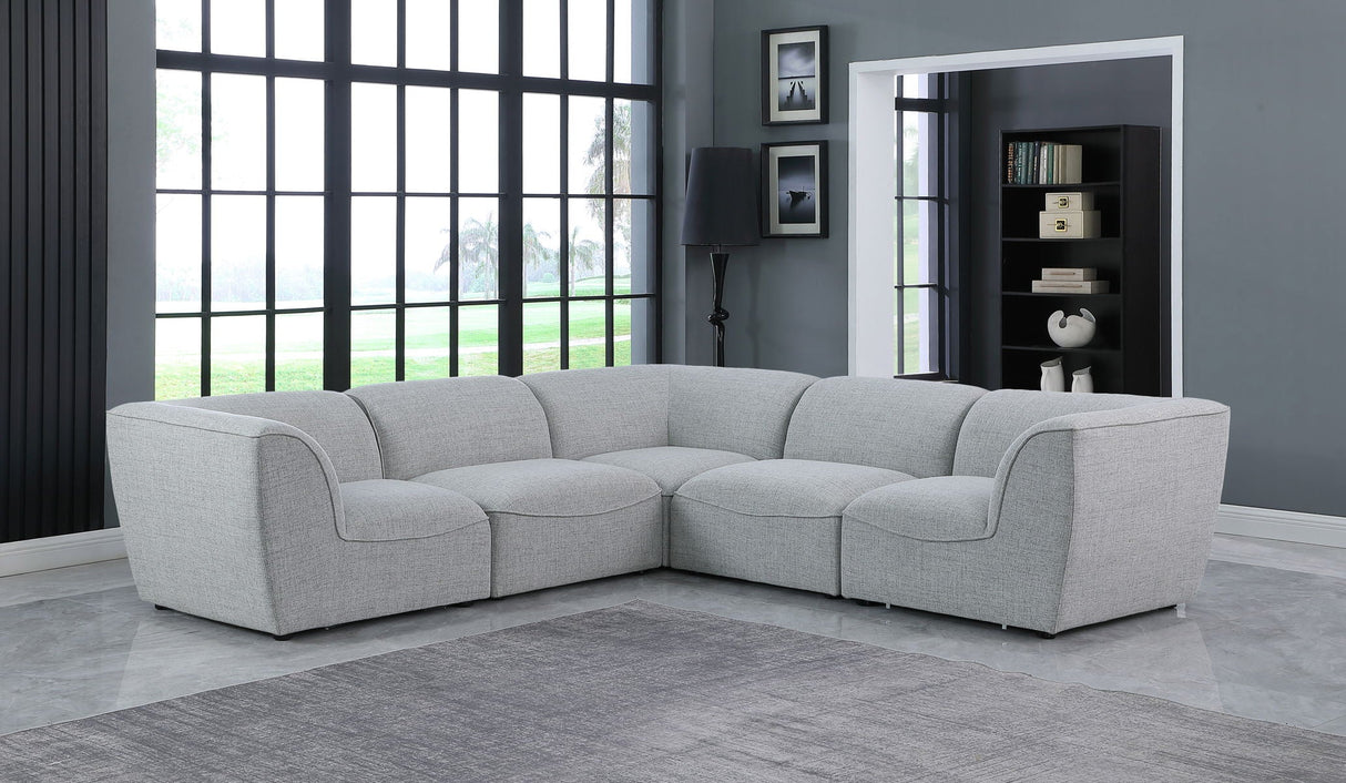 Miramar - Modular Sectional 5 Piece - Gray - Fabric - Modern & Contemporary - Home Elegance USA